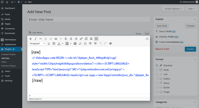 Поставяне на плейър за излъчване на живо в WordPress