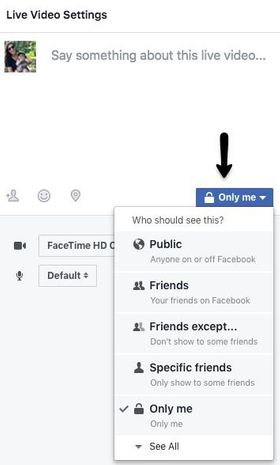 Частен Facebook Live